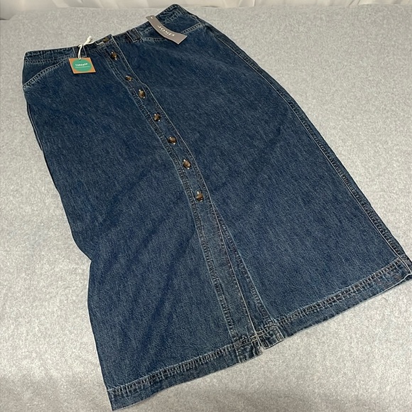 Vintage Y2K Maxi Denim Skirt Size 12 Button Western  Modest Coastal Country - Picture 1 of 8